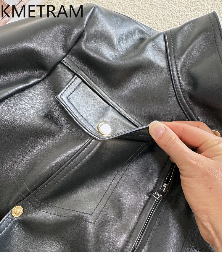 100% トップ層シープスキンジャケット女性スタンドカラーショートリアルレザージャケット新アウター秋の女性服 2025 سترات