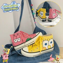 SpongeBob Patrick Star Canvas Shoes Cartoon Anime Vulcanized Chaussure Women High Top Sneakers Casual Lace Up Zapatillas Mujer