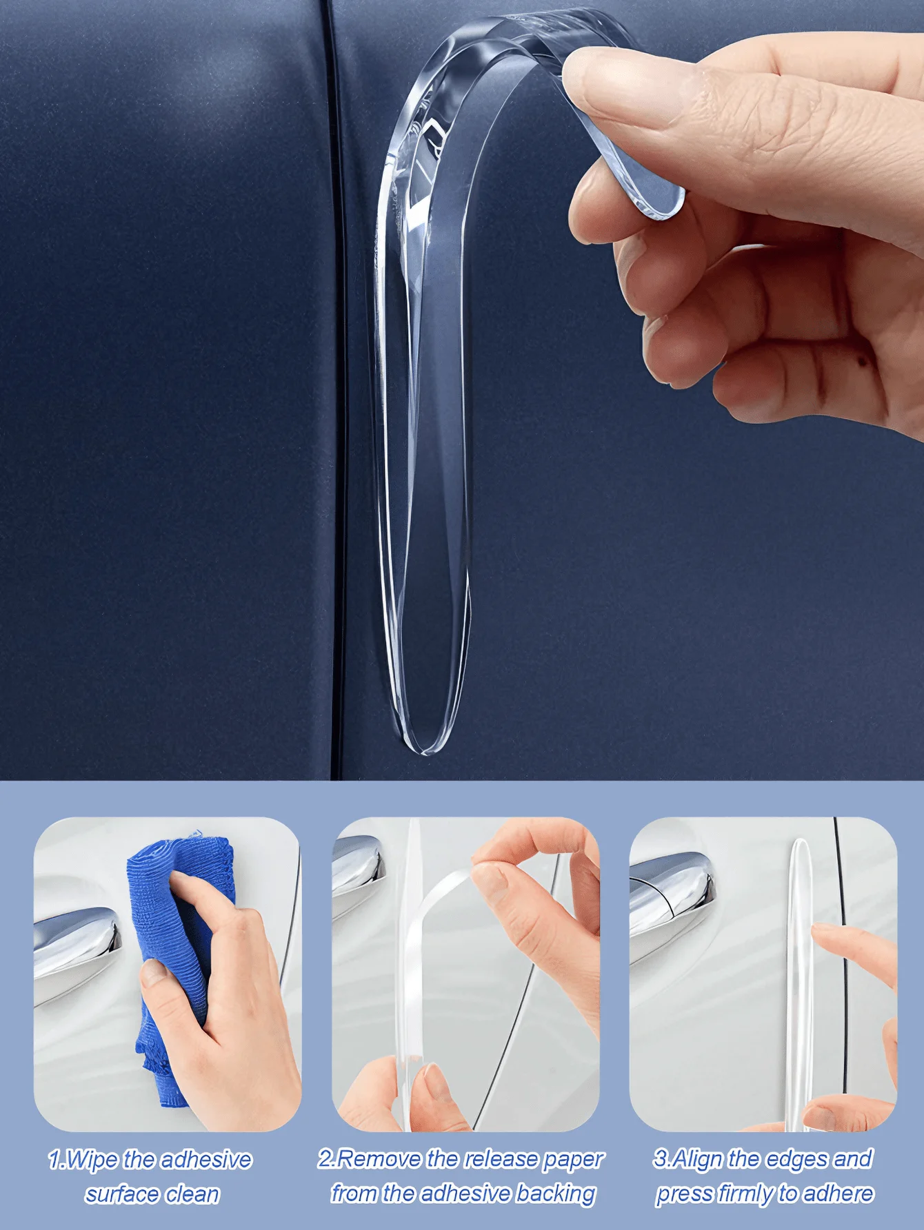 4개입 범용 자동차 도어 엣지 및 미러 보호대, 투명 실리콘 충돌 방지 범퍼 스트립, 긁힘 방지 트림 (도어용)