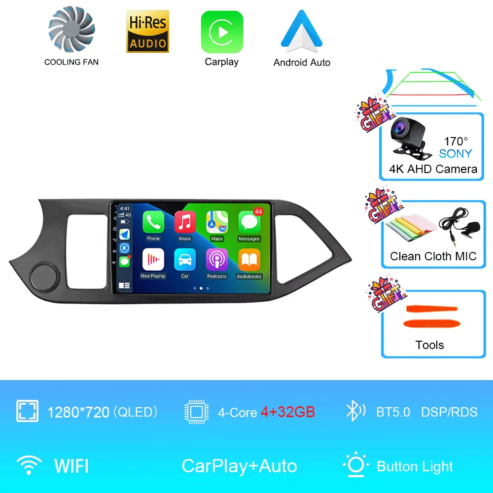 Android 16 Voor KIA PICANTO Ochtend 2011 2012 2013 2014 2015 2016 Carplay Auto Multimedia Autoradio Navigatie Speler WIFI + 4G DSP