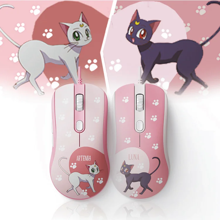 Imagem -02 - Sailor Moon Wired Gaming Mouse para Menina Estilo Japonês Gato dos Desenhos Animados Mouse Leve Ag325 Artemis Luna