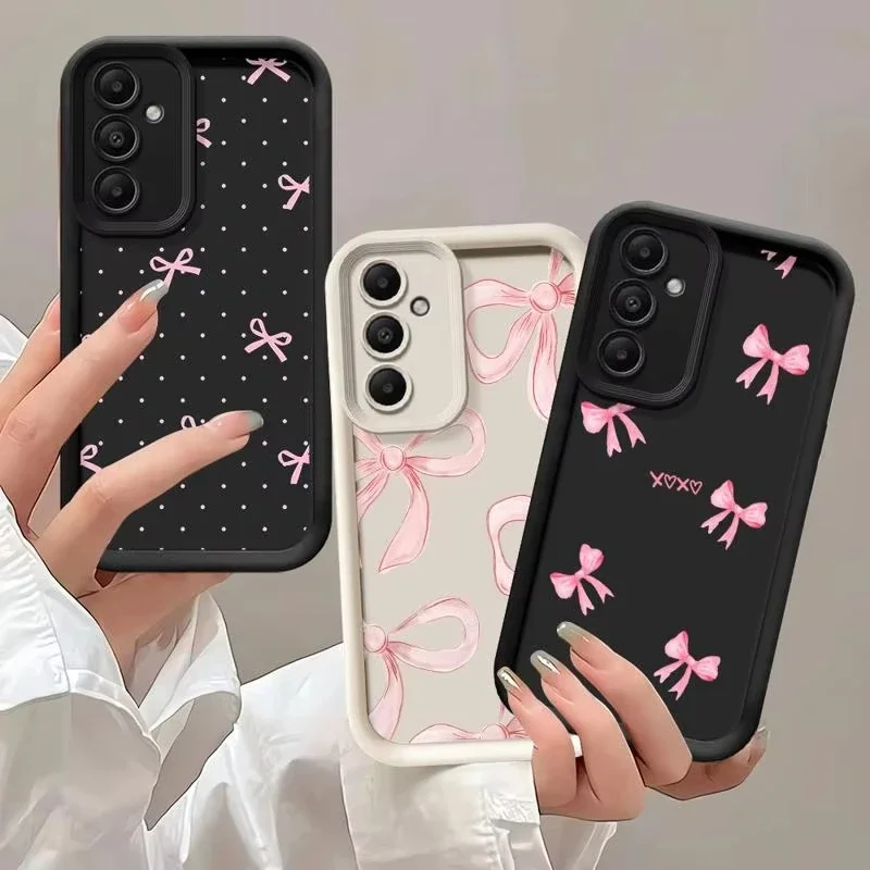 Luxury Red Bow For Samsung Galaxy Case S24 S23 S22 S21 Ultra Plus Fe A55 A54 A53 A52 A35 A25 A15 A14