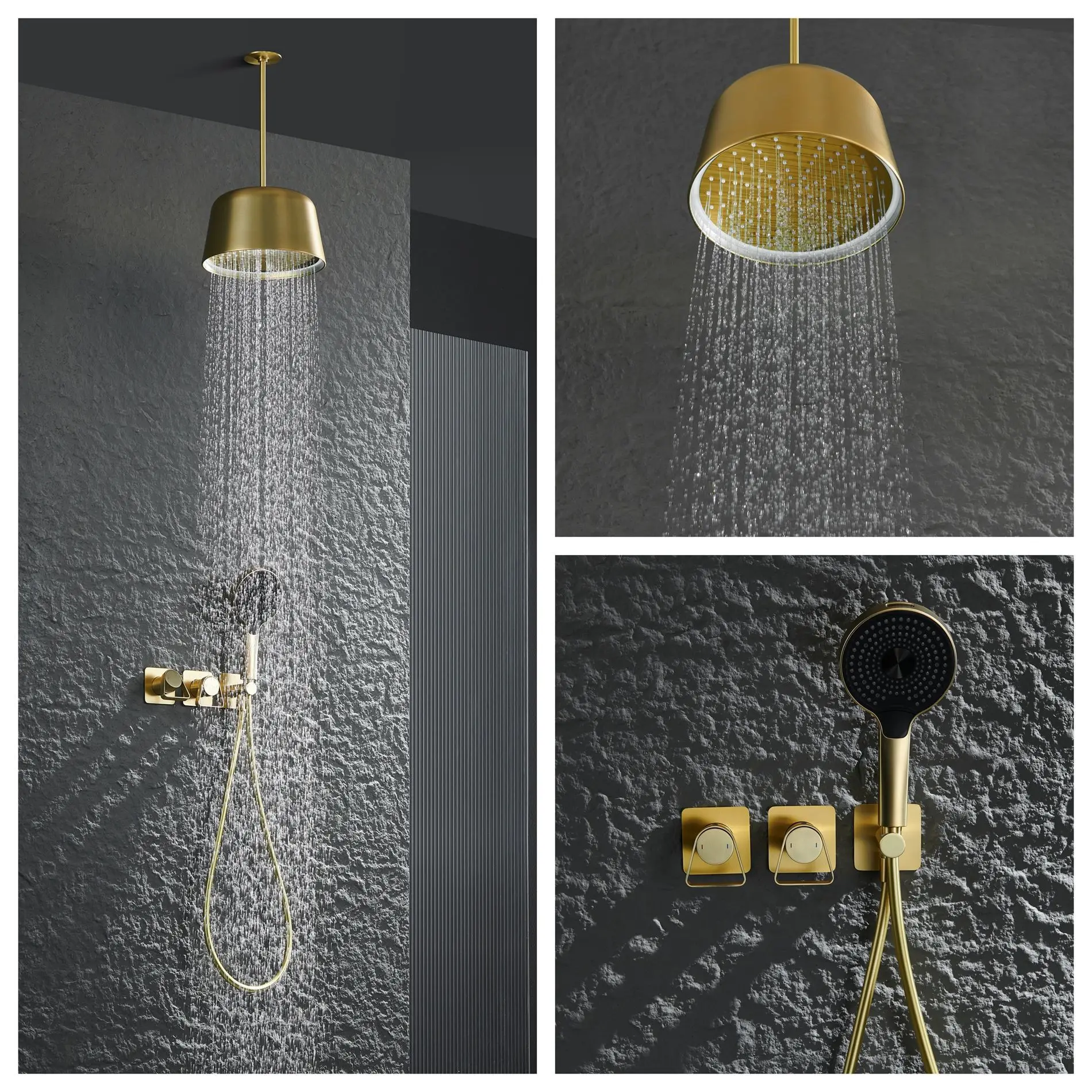 Deluxe Two-Way Dual Function Brass Shower System Rainwater Handheld Combination