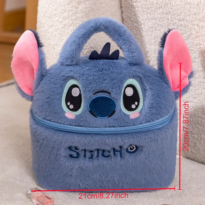 New Disney Stitch Plush Makeup Bag Cute Cartoon Large Capacity Handbag Bento Bag Cosmetic Storage Bag Birthday Chrismas Gifts