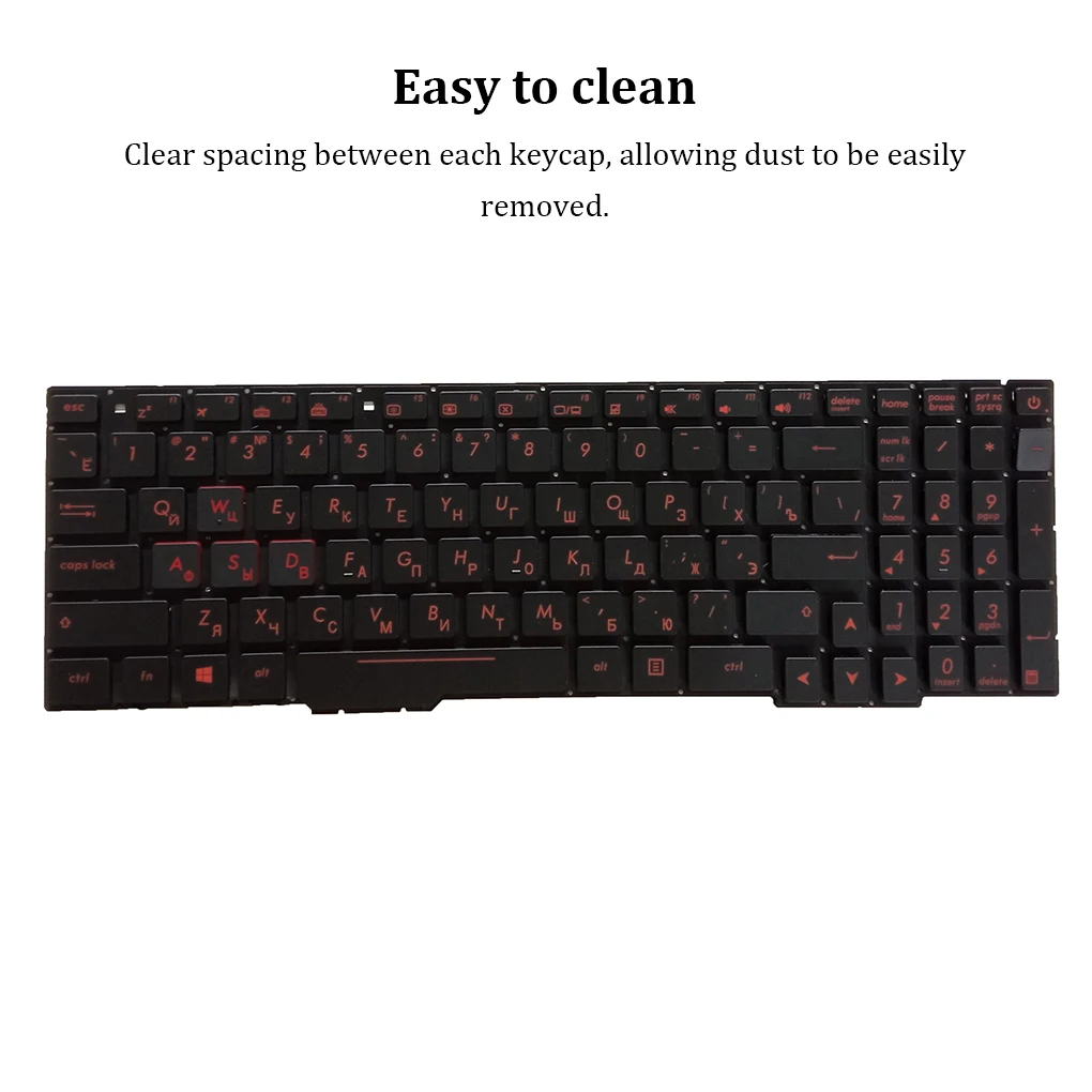 ABS Laptop Replacement Keyboard Modified Detachable Red Letter High Transparencies Notebook Computer Keypad Part Backlight