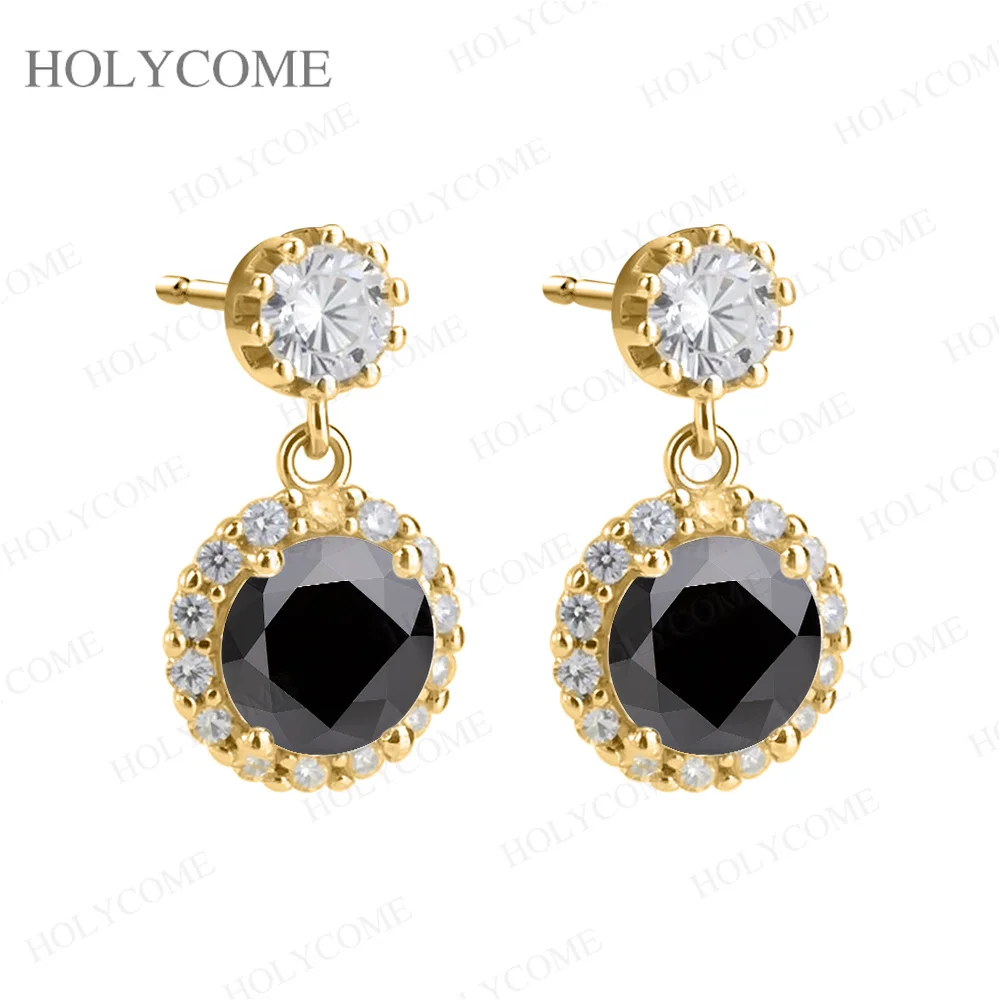 925 Sterling Silber Moissanit Halo Tropfen-Ohrringe Runder Brillantschliff Hängeohrringe für Damen Brautschmuck – Detail 3