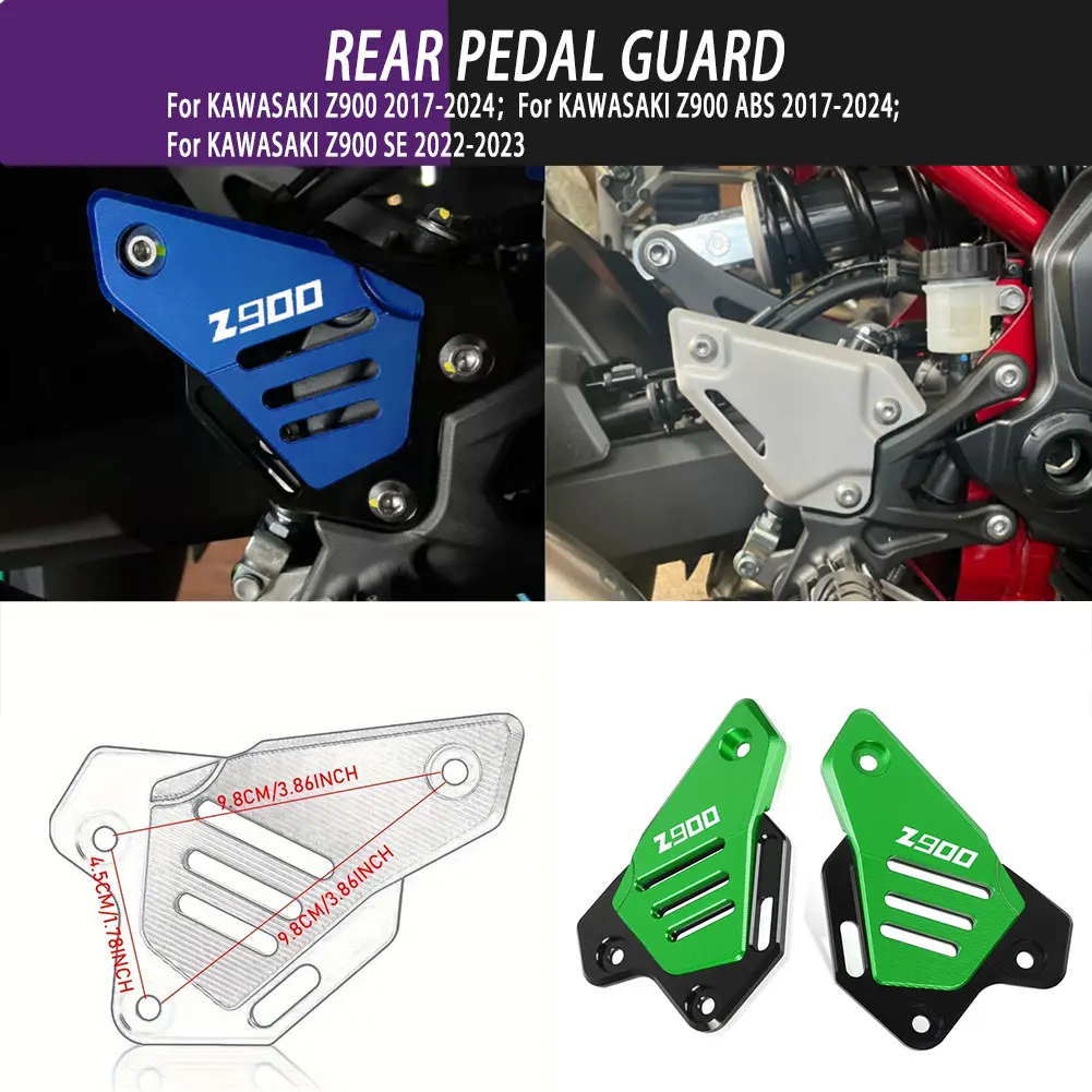 

Motorcycle Decorative Parts Footrest Rear Set Heel Plates Guard Protector For KAWASAKI Z900 Z900 ABS 2017-2024 Z900SE 2022-2023
