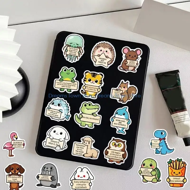 

HX6A Waterproof Cartoon Creature Stickers 100Pcs PVC Reusable School Supplies Decor