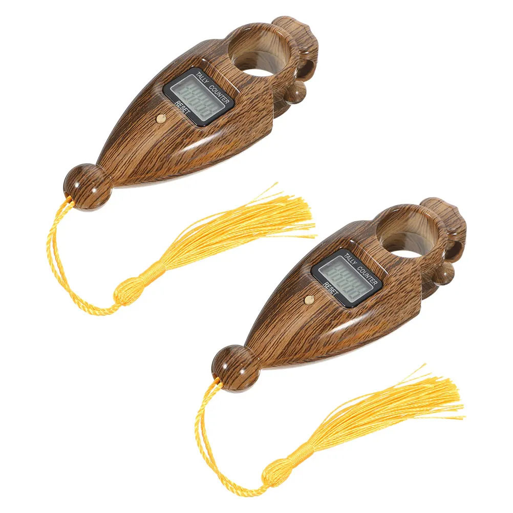 

2pcs Digital Large Display Wood Grain ABS Prayer Beads Counter Accurate Lightweight Portable Meditation Tally Device