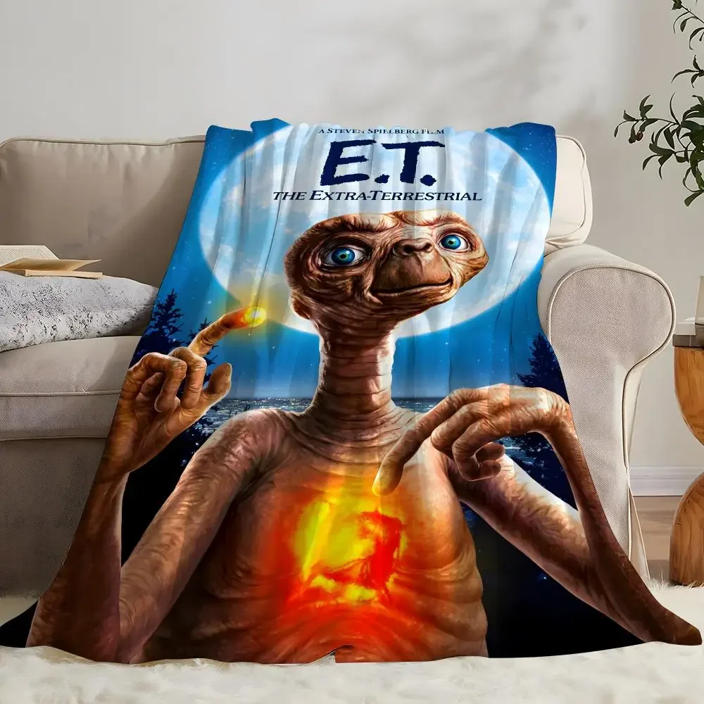 Customization E.T. the Extra-TerrestrialS Throw Soft Coral Fleece Blanket 310gsm Fluffy Warm Throw for Sofa Bed Couch Bedroom De