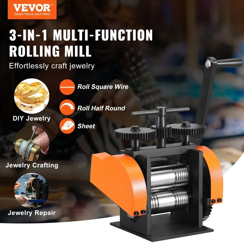 45/57/75/76mm Jewelry Rolling Mill Machine 3-in-1 Multi-function Rolling Mill Metal Jewelry Making Sheet Square Wire
