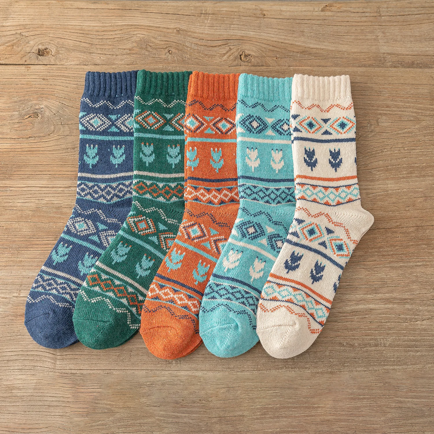 10/20 Pairs Winter Socks Men Women Thick Warm Socks Retro Style Nordic Design Lover Couple Socks Christmas Gift 37-43EUR