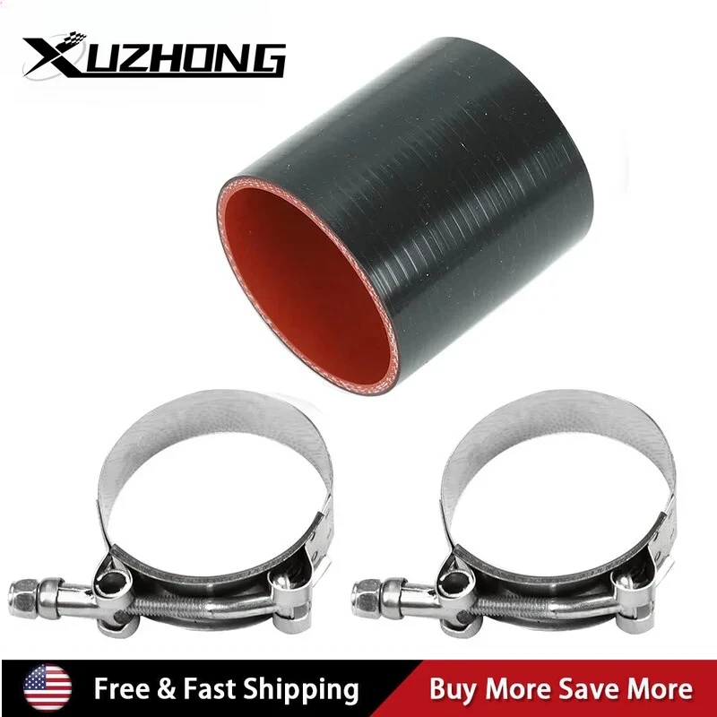 العالمي 2.5 بوصة مستقيم سيليكون مقرنة خرطوم الأنابيب + T-المشبك لتوصيل مستقيم كمية أنابيب المبرد أنابيب أحمر-أسود #1