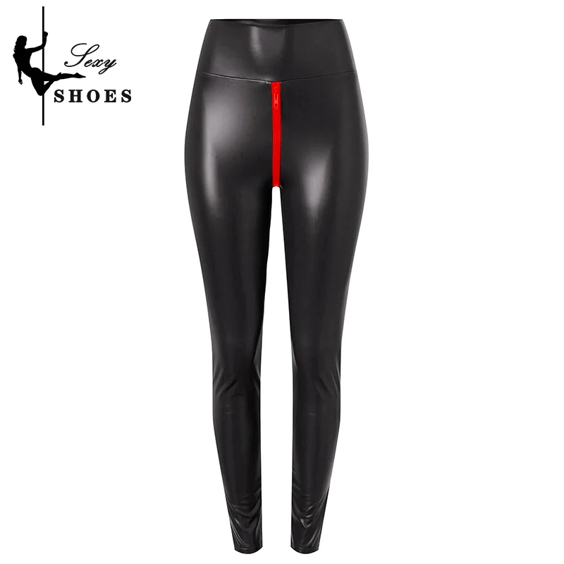 High Stretch Matte Tight Pants Large Size Open Crotch Shorts Pants Women Exotic Bodycon Trousers Wetlook Slim Custom Zipper