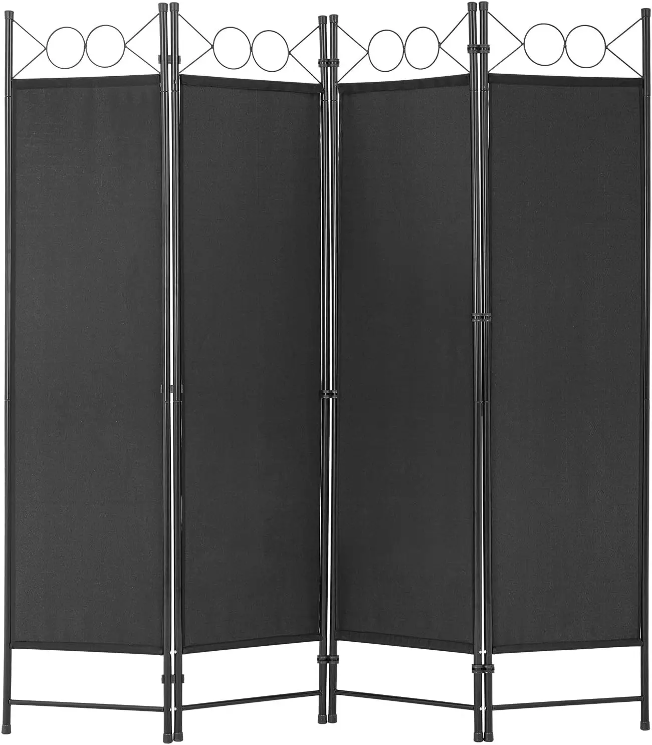 

4 Panel Folding Room Divider 6.8FT Steel Frame Privacy Screen for Home Office Bedroom Black