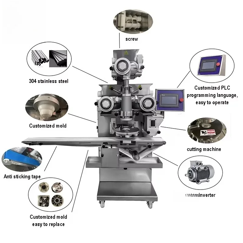 Customized Commercial Stuffed Oat Cookie Forming Machine Almond Peach Cake Small Biscuit Making Equipment