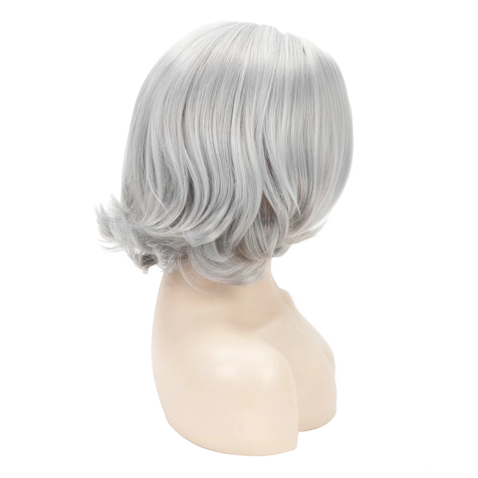 Milk ash partial small lace wig female short curly hair chemical fiber micro-upturned headgear