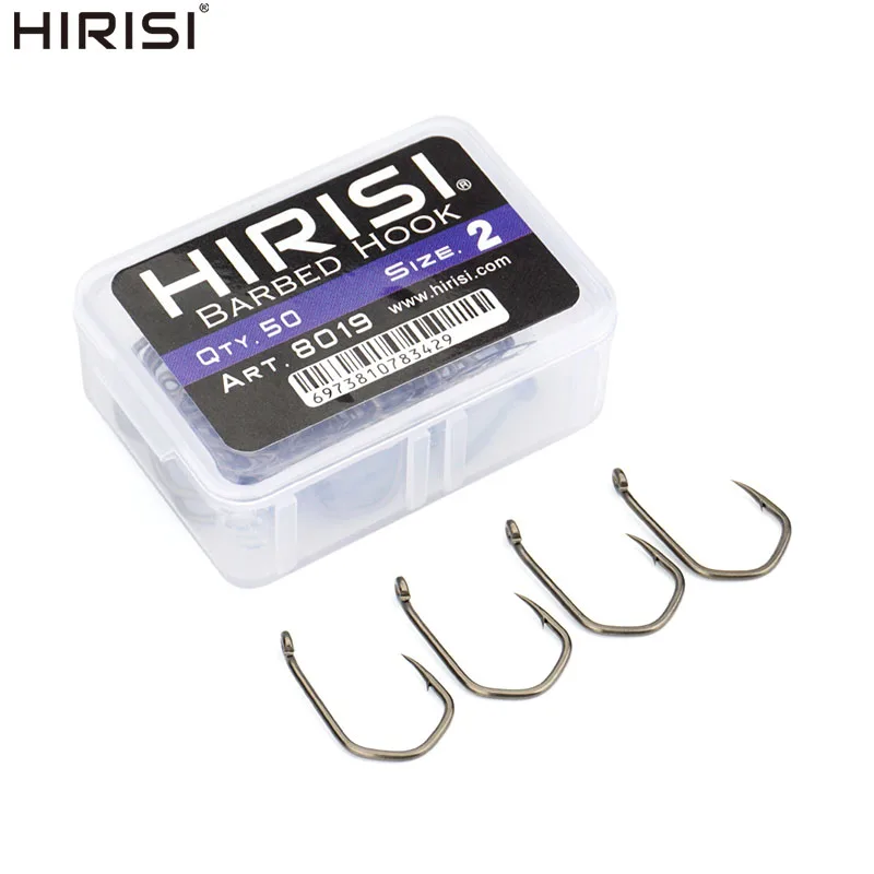 50pcs Carp Fishing Hooks Barbed Pinpoint Claw Hooks PTFE Coating High Carbon Stainless Steel Eyed Fish Hooks 8019