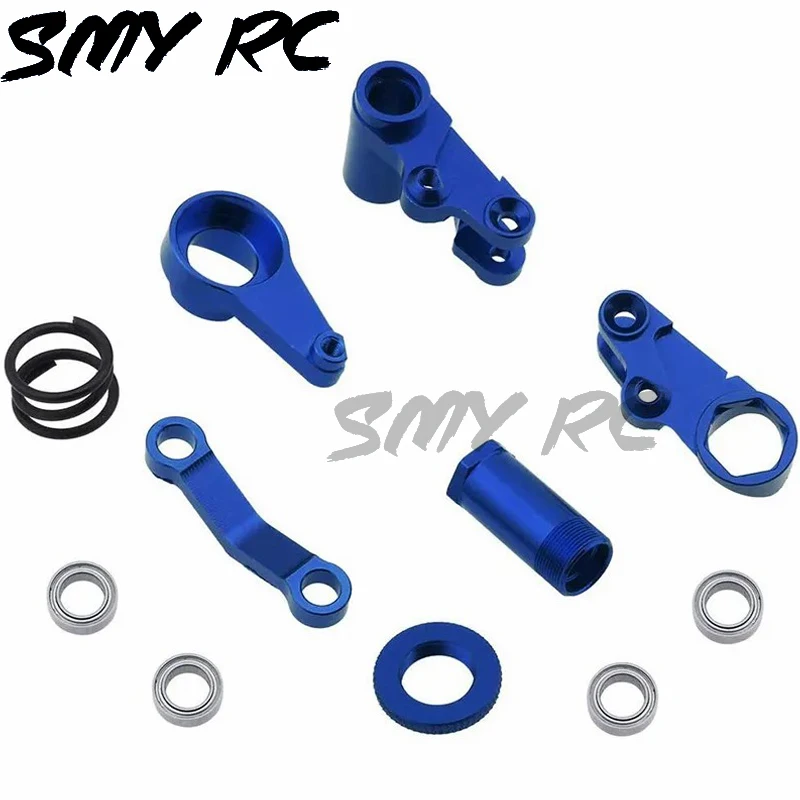 Aluminum Steering Bellcranks And Servo Saver Set With Bearings For Traxxas 1/10 Slash 4X4 Hop-Up Upgrade Parts Navy Blue