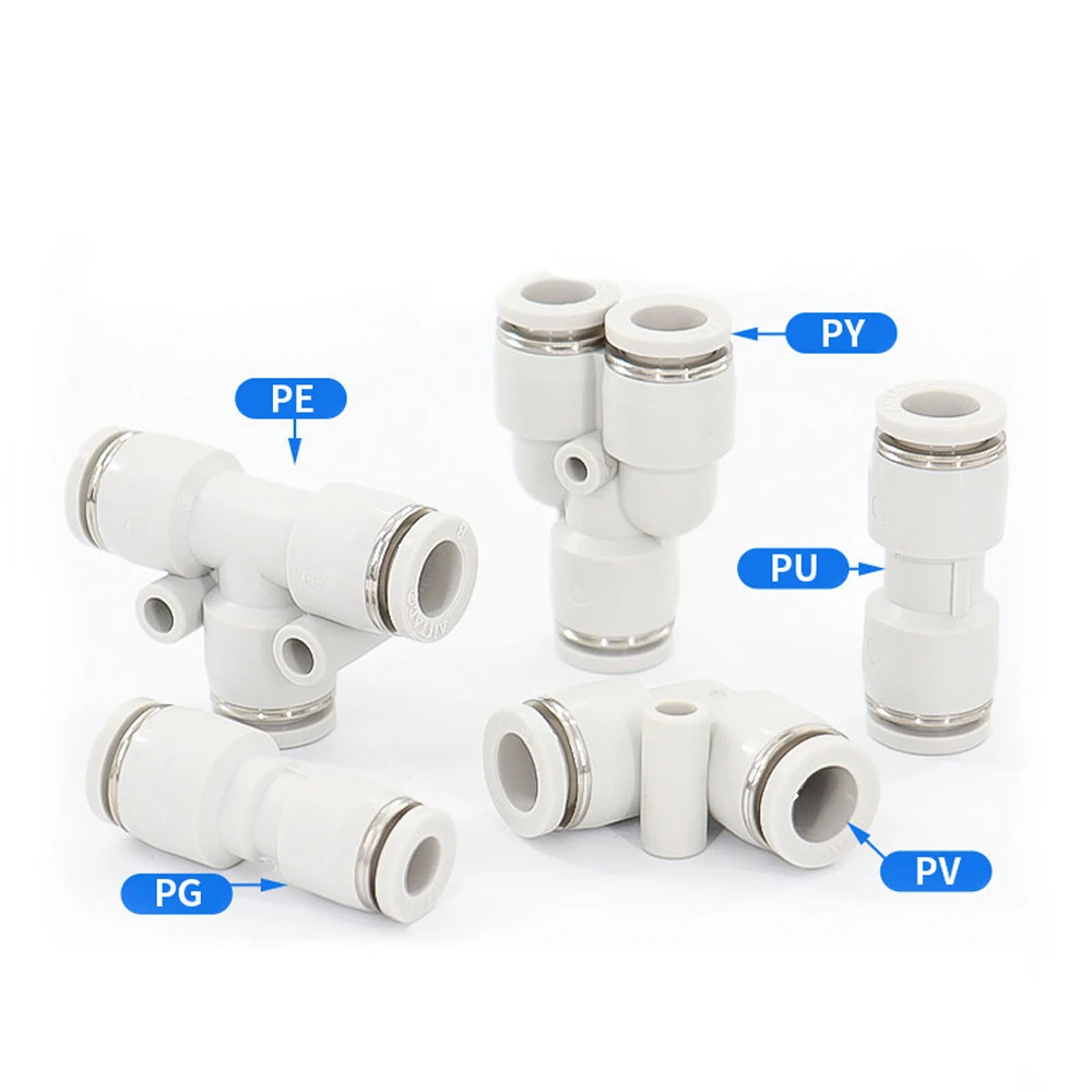 1Pcs White Premium Pneumatic Fitting Pipe Connector PU PLM PZ PE PY PV PM Tube Air Quick Fittings 4mm 6mm 8mm 10mm 12mm