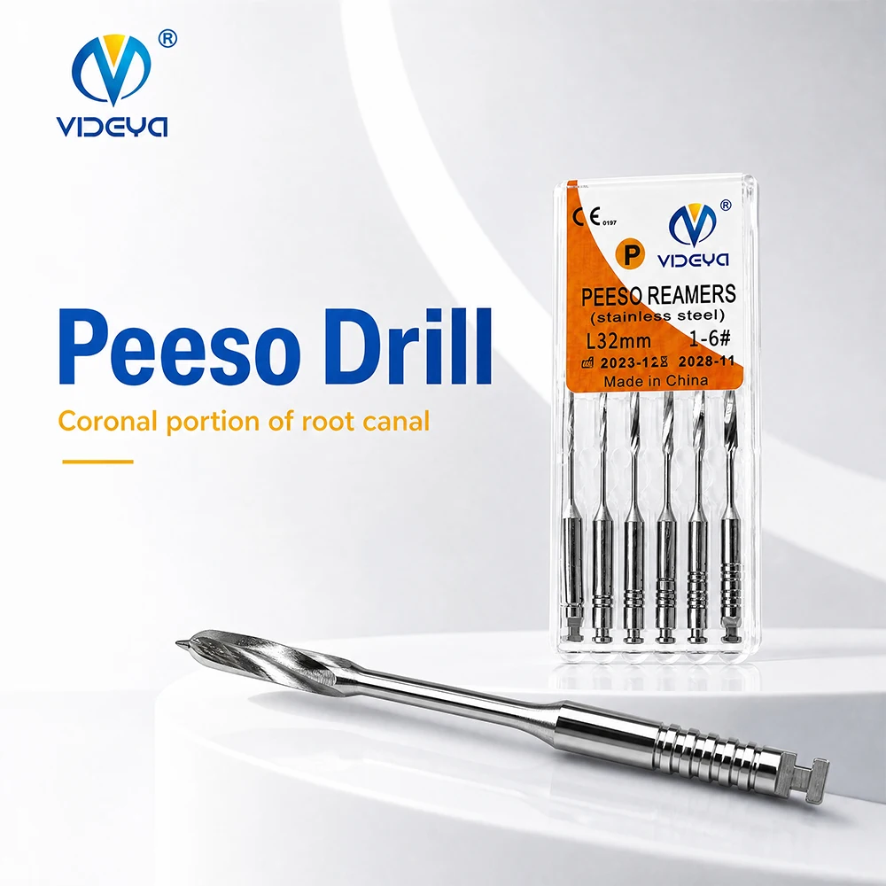 5 boxes Dental Peeso Reamers P Drills Stainless Steel Endodontic Root Canal Post Space Preparation RA 28mm 32mm #1-#6 6pcs/Box