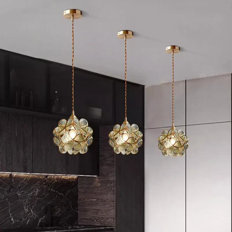 

American H65 Brass Pendant Lamps Nordic Flower Petals Chandelier Pendant Lights Fixture Modern Romantic Droplight Lamparas