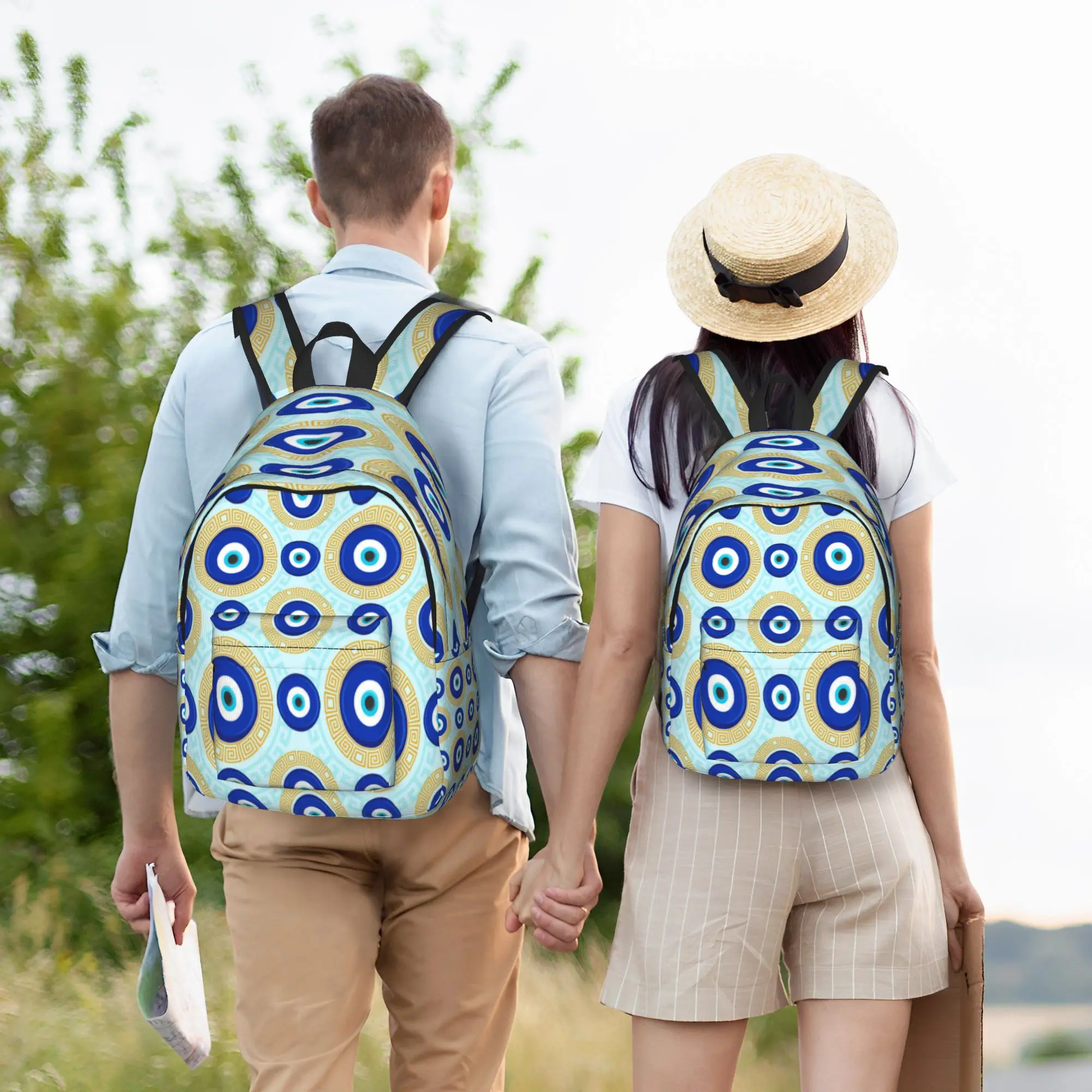 Evil Eye Ethnic Pattern Mystic Greek Amulet Turkish Backpack Cycling Backpacks Girl Stylish High Bags High Quality Rucksack