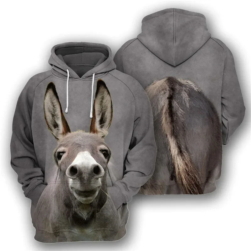 Felpe con cappuccio stampate in 3D con animali divertenti primavera autunno uomo donna pecora Alpaca felpa con motivo a cavallo di mucca felpa con cappuccio allentata moda Casual