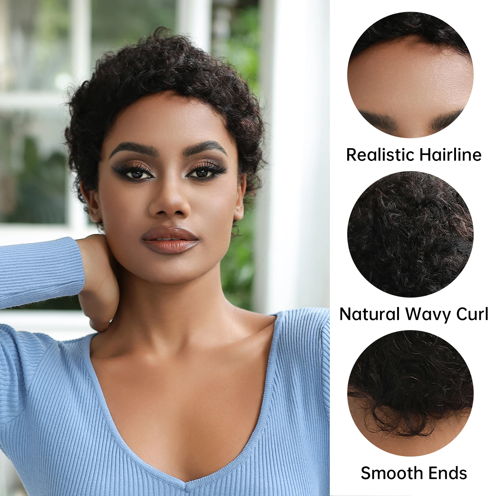 Kinky Curly Pruiken Korte Pixie Cut Pruiken Voor Zwarte Vrouwen Menselijk Haar Braziliaanse Krullend Mensenhaar Pruiken Full Machine Made Lijmloze Pruik