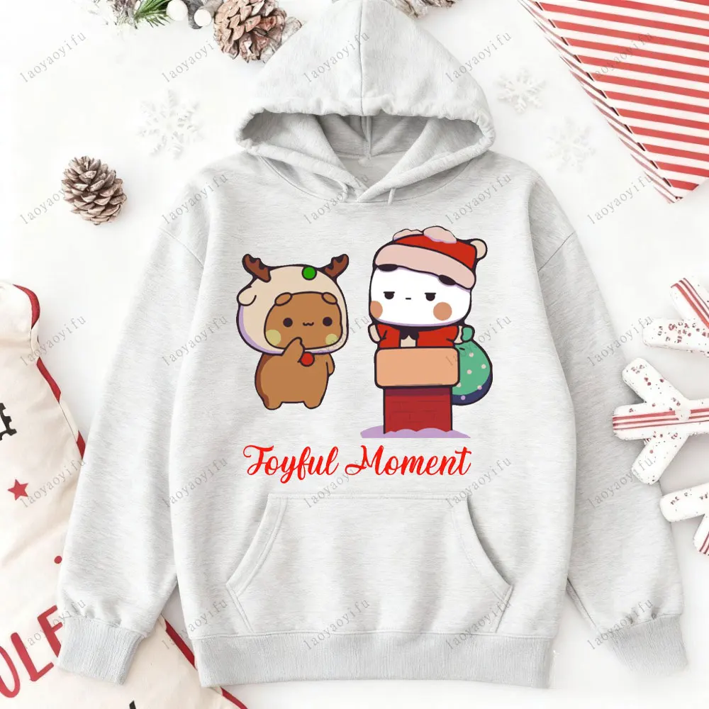 Ano novo presente de natal bubu dudu papai noel das mulheres dos homens hoodie kawaii bubu dudu casais moletom harajuku solto manga longa