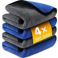 1-4pcs Microfiber Car Washing Towel Soft Quick Drying Windows Mirrors Wiping Rags Home Double Layer Cleaning Cloths 500GSM