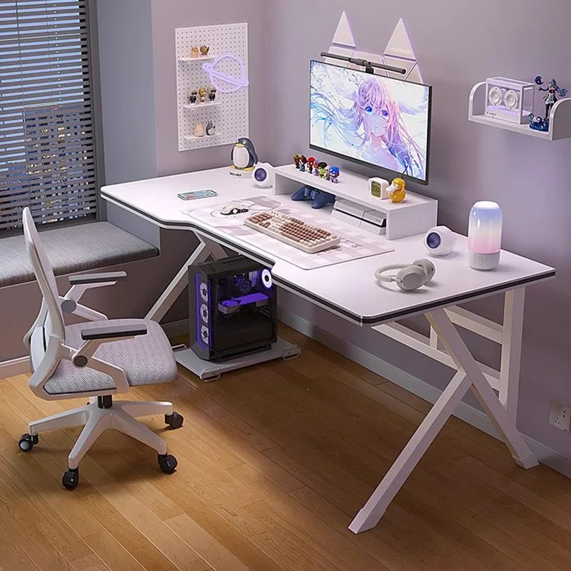Minimalist Home Desktop Gaming Desk Office Writing Desk with Carbon Fiber Texture for Study Bedroom