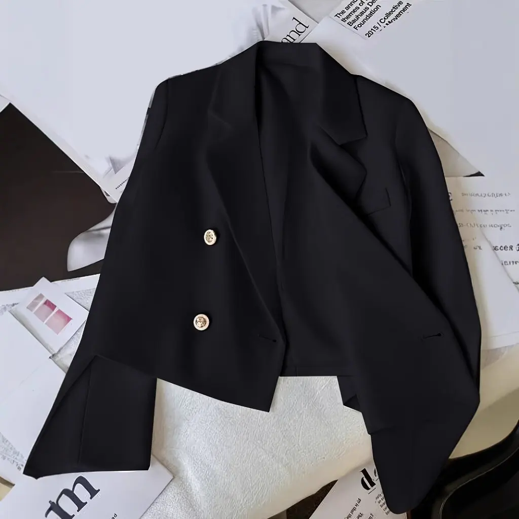 

Women's Korean Style Straight Fit Suit Jacket Spring Autumn Fashion Elegant Slim Casual Loose Outerwear