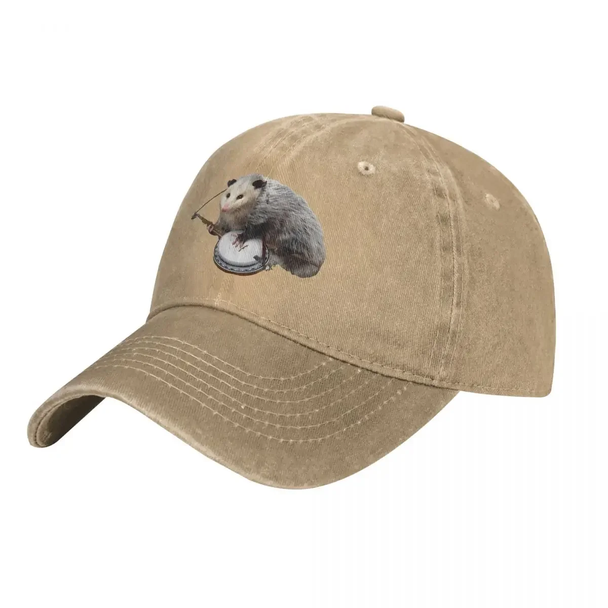 Washed Men's Baseball Cap Opossum Playing Banjo Trucker Snapback Caps Dad Hat Golf Hats