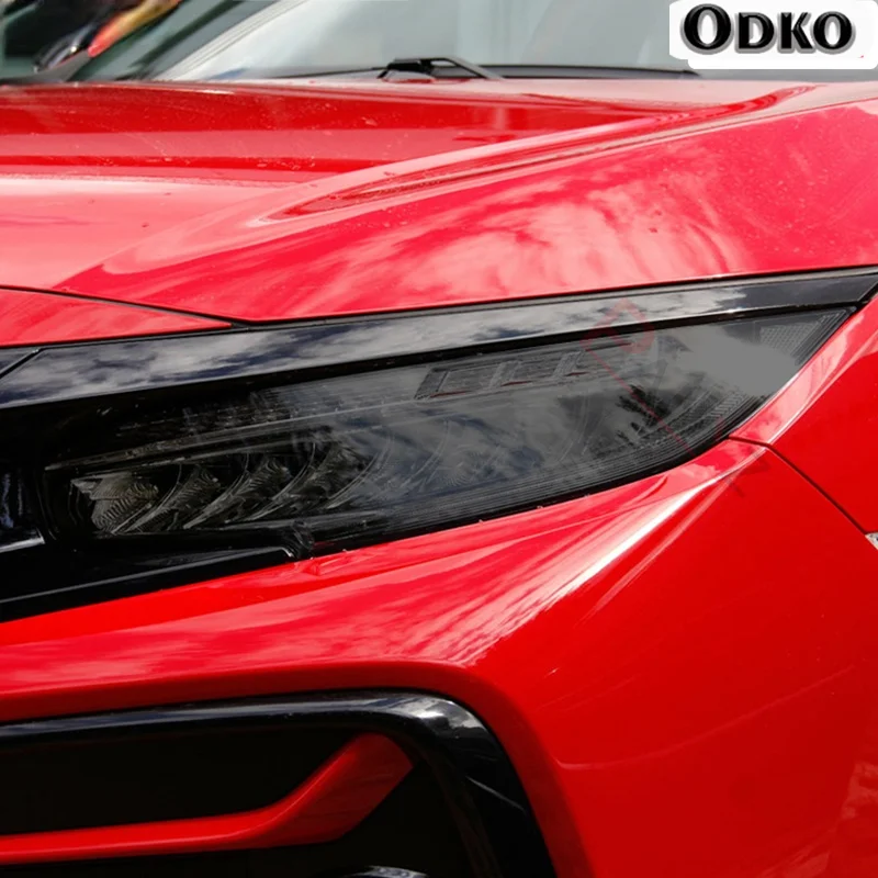 

Car Headlight Protective Film Front Light Transparent Smoked Black TPU Sticker For Honda Civic 10th Gen 2016-2021 Accessories