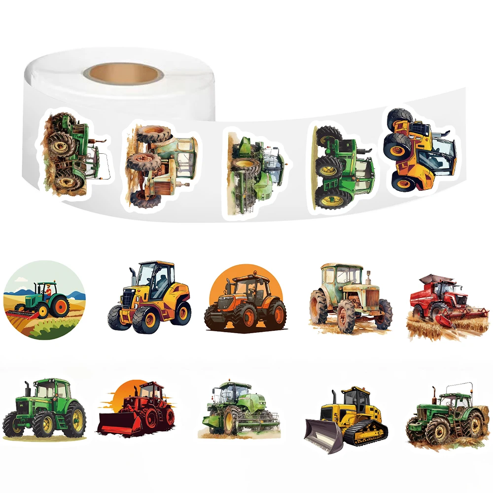500PCS Cartoon Tractor Roll Stickers Skateboard Art Picture Laptops Graffiti PVC Waterproof Aesthetic Community Dormitory Sticke