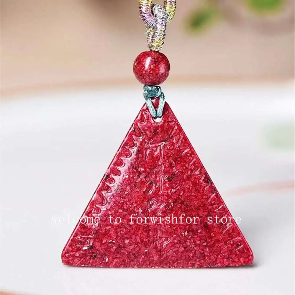 Natural Ore Cinnabar Boutique Crystal Light-transmitting Sand Pendant Fine Workmanship Sleep Quality Support Identification