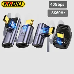 Nbili USB 4.0 PD 240W 8K 60Hz złącze ładowarki do 40Gbps High Speed usc OTG W kształcie litery U prosty kąt Adapter z gniazda męskiego na żeńskie