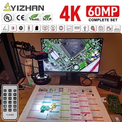 YIZHAN 60MP 48MP 4K Electronic Digital Microscope For Soldering 1080P HDMI VGA USB Industrial Camera 150xLens FoldBracket Remote