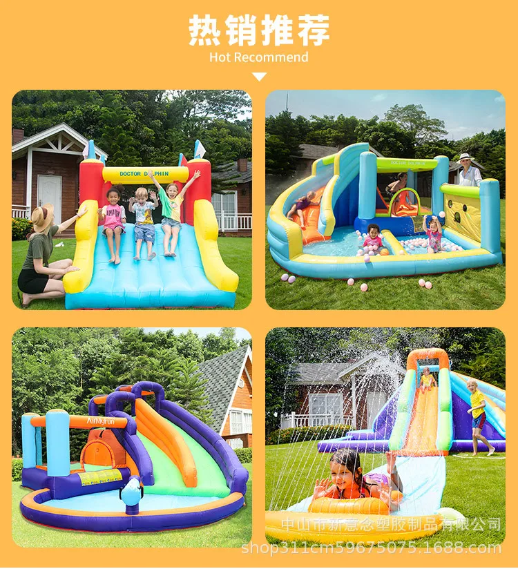 Doctor Dolphin Inflatable Bounce House With Ball Pit Slide Jumping Castle For Kids With Blower Kids Birthday Gift Wedding House