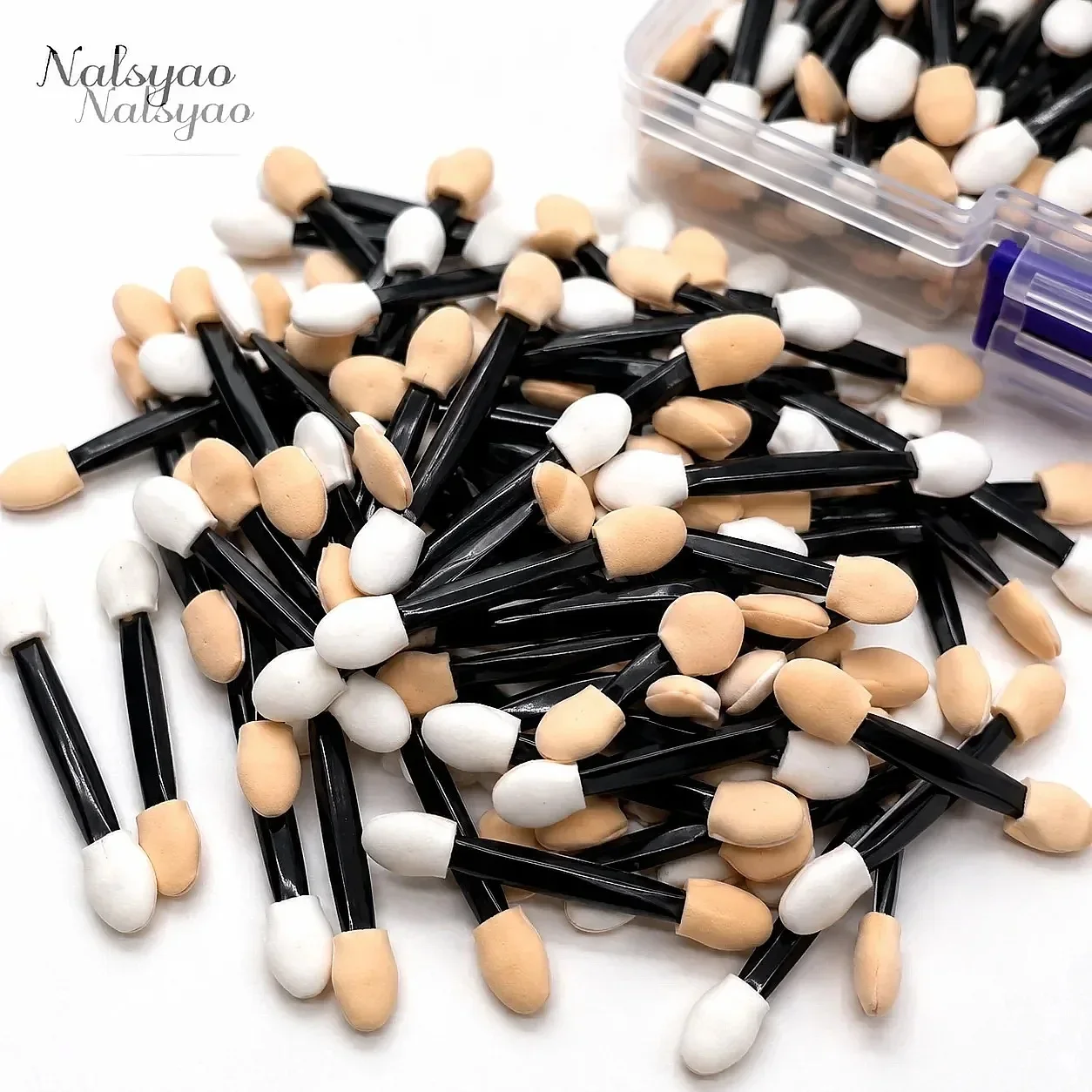 50/100/200PCS Disposable Dual Sided Eyeshadow Sponge Applicators with Container, Makeup Brush Tool Set