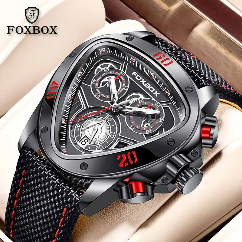 

FOXBOX Top Luxury LIGE Brand Quartz Mens Watch Sport Watches Military Creative Big Dial Male WristWatch Chronograph Reloj Hombre