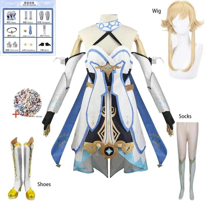 MN1 Lumine bright cosplay lumens costume alumina wig hair Yuanshen game impact traveler women clothes dress wig set party ou9 *