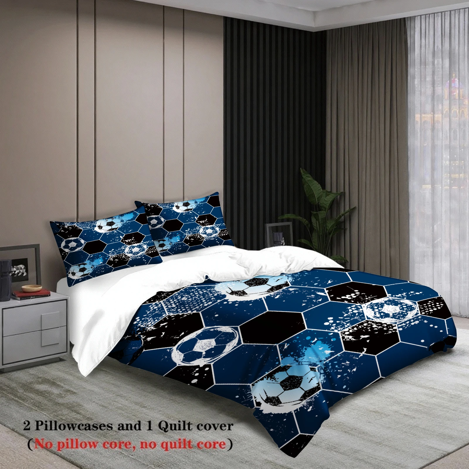 

Комплект постельного белья из 3 предметов с рисунком футбола, 3D печатный матовый удобный пододеяльник King Queen Twin, один размер, подарок на день рождения, декор комнаты
