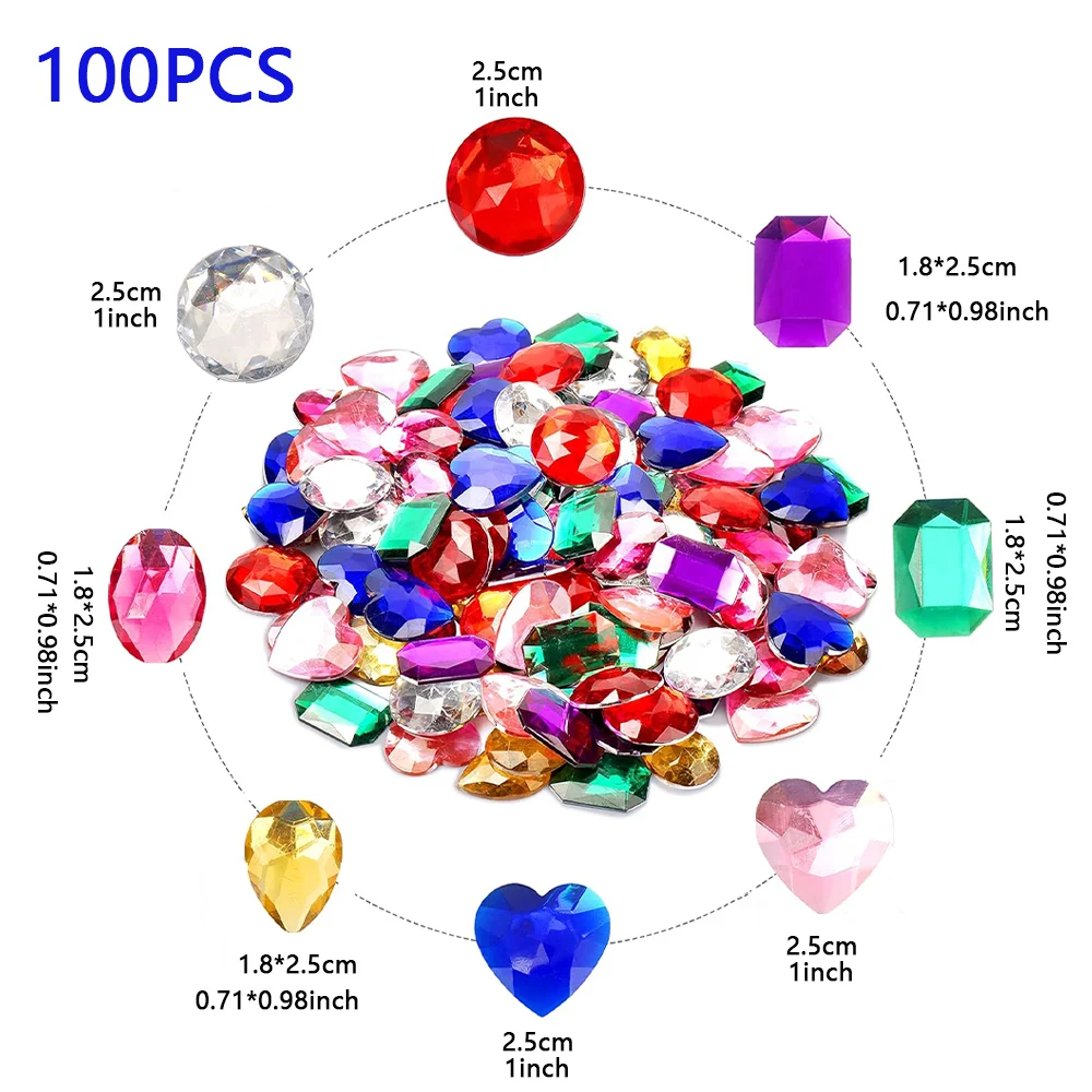 100PCS Colored Flat Back Acrylic Beads for Crafts - Various Colored Flat Vest Shaped Beads, Acrylic Water Drops
