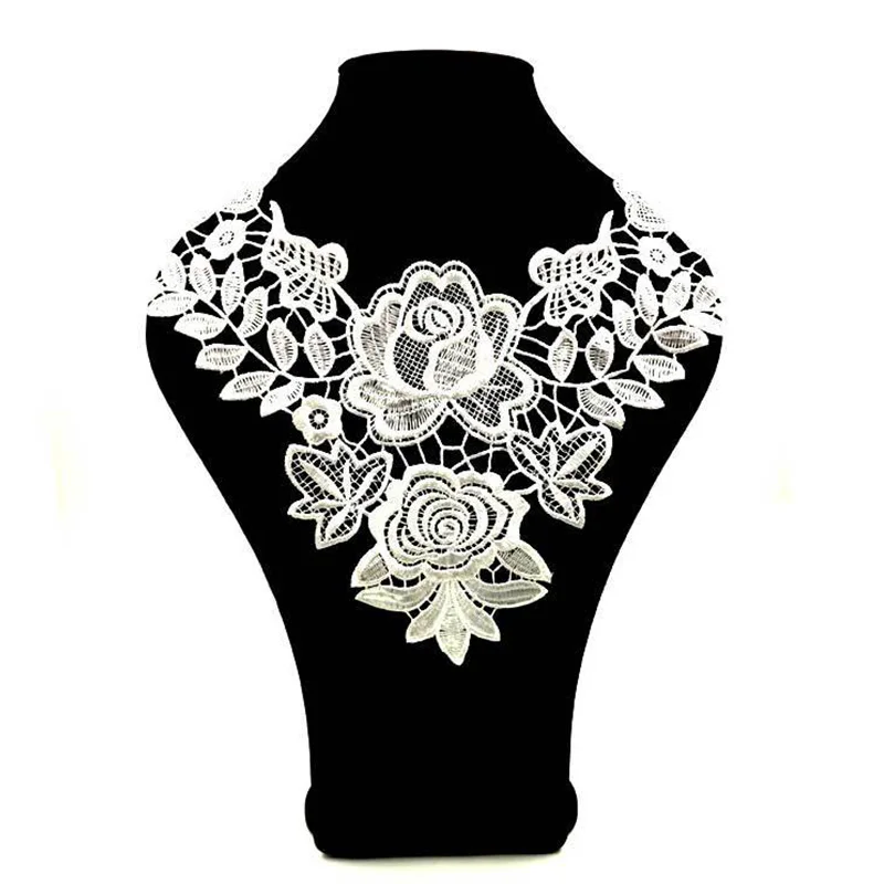 Lace Hollow Embroidered Collar Fake Collar Lace Flower Corsage Embroidered Collar Hollow Three-dimensional Decor Sewing Supplies