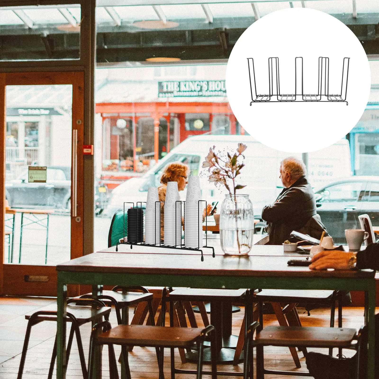 1pcs-disposable-cups-dispenser-iron-storage-rack-black-coffee-milk-tea-shop-cup-holder-organizer-paper-cup-stand