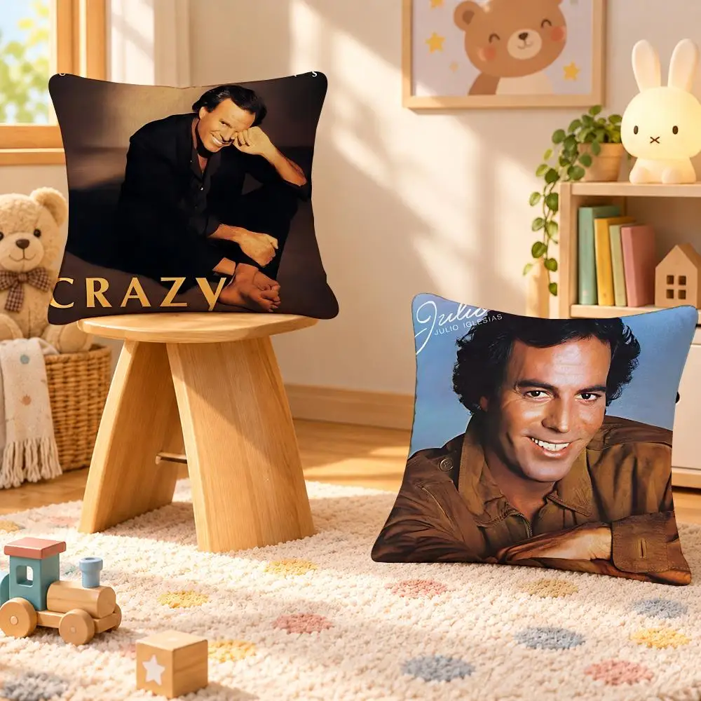Singer Julio Iglesias Latin Pop Icon Cushion Cover Personalized Decorative Living Room Home Sofa Bedroom Office Car Decor