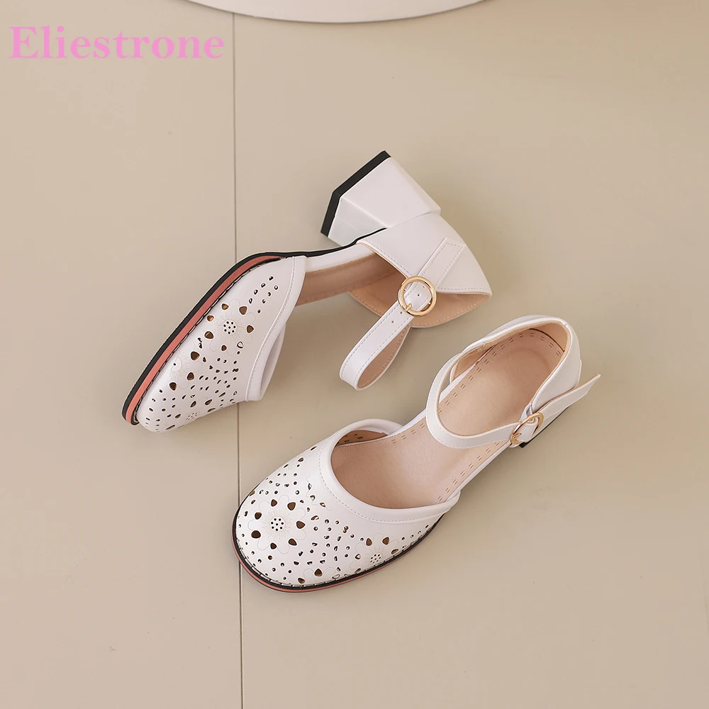 

Летние модные женские сандалии 2026 года с круглым носком на высоком массивном каблуке, повседневная обувь для женщин больших и маленьких размеров, размеры 12, 33, 44, 48