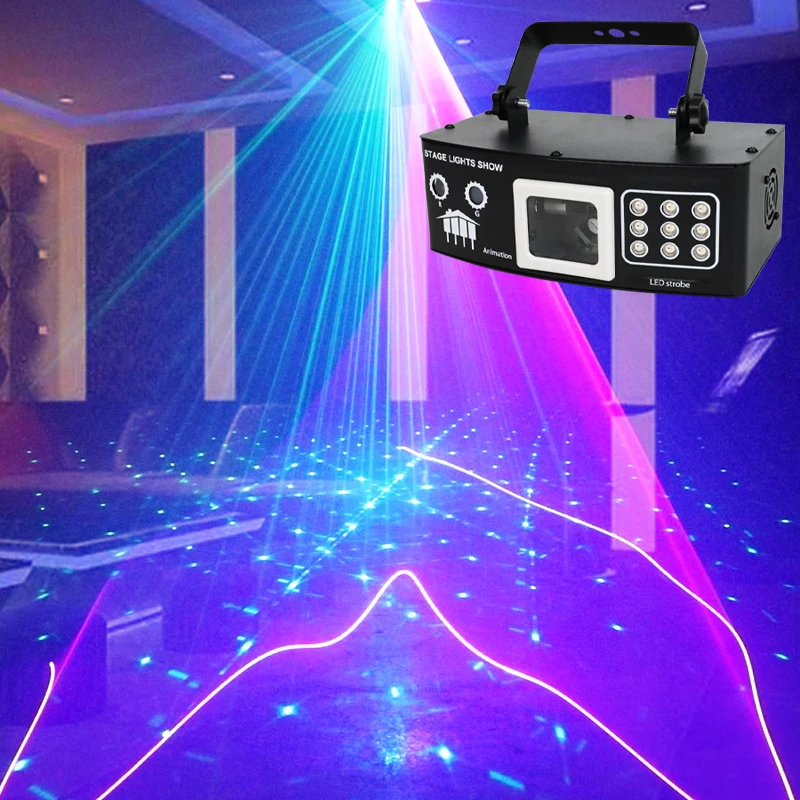 2025 Laser DJ Licht Audio Strobe RGB DMX Projektor Laserstrahl Effekt Fernbedienung Weihnachten Zuhause Weihnachten Urlaub Lieferungen